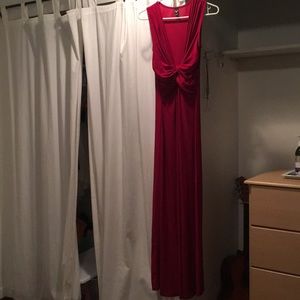 Red Maxi Dress with Plunging Neckline Size S